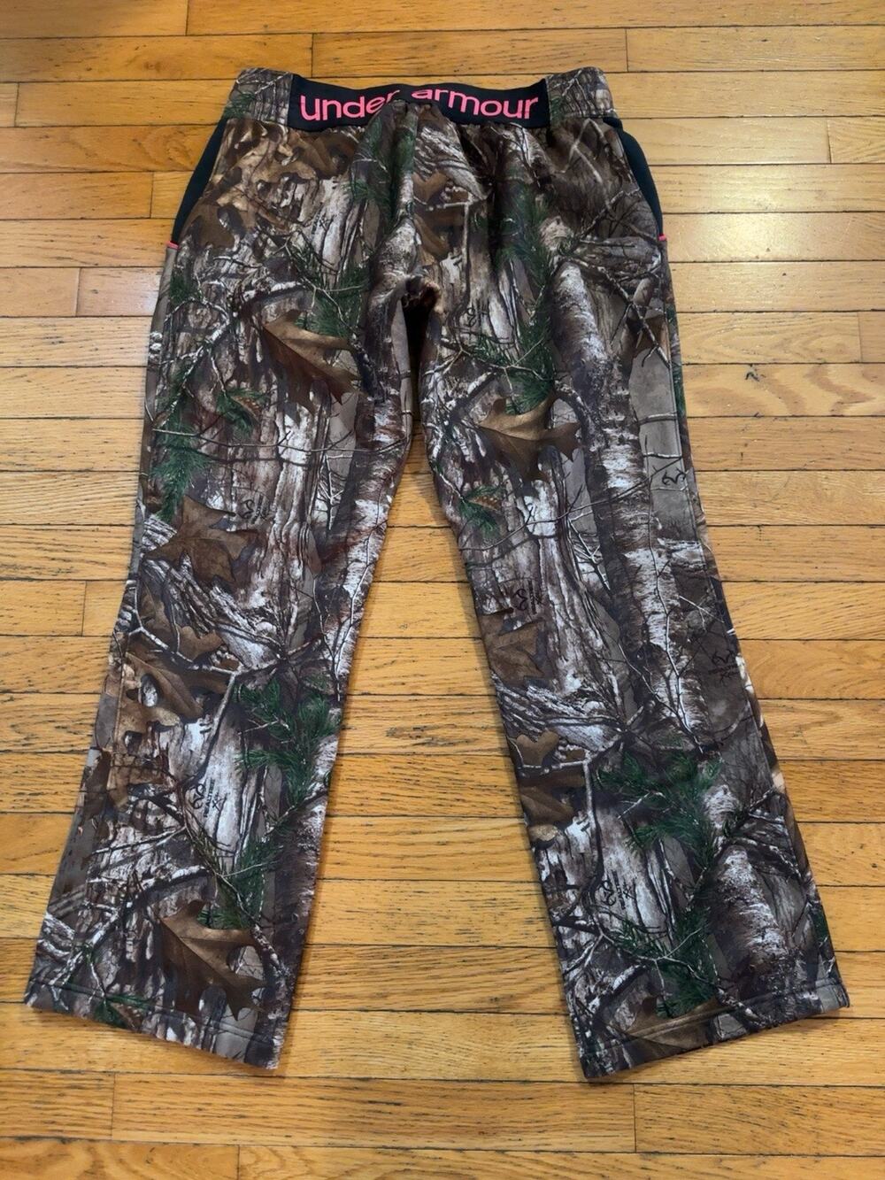 Under Armour ColdGear Realtree Camo Fleece Hunting Pants Women’s Large Pink